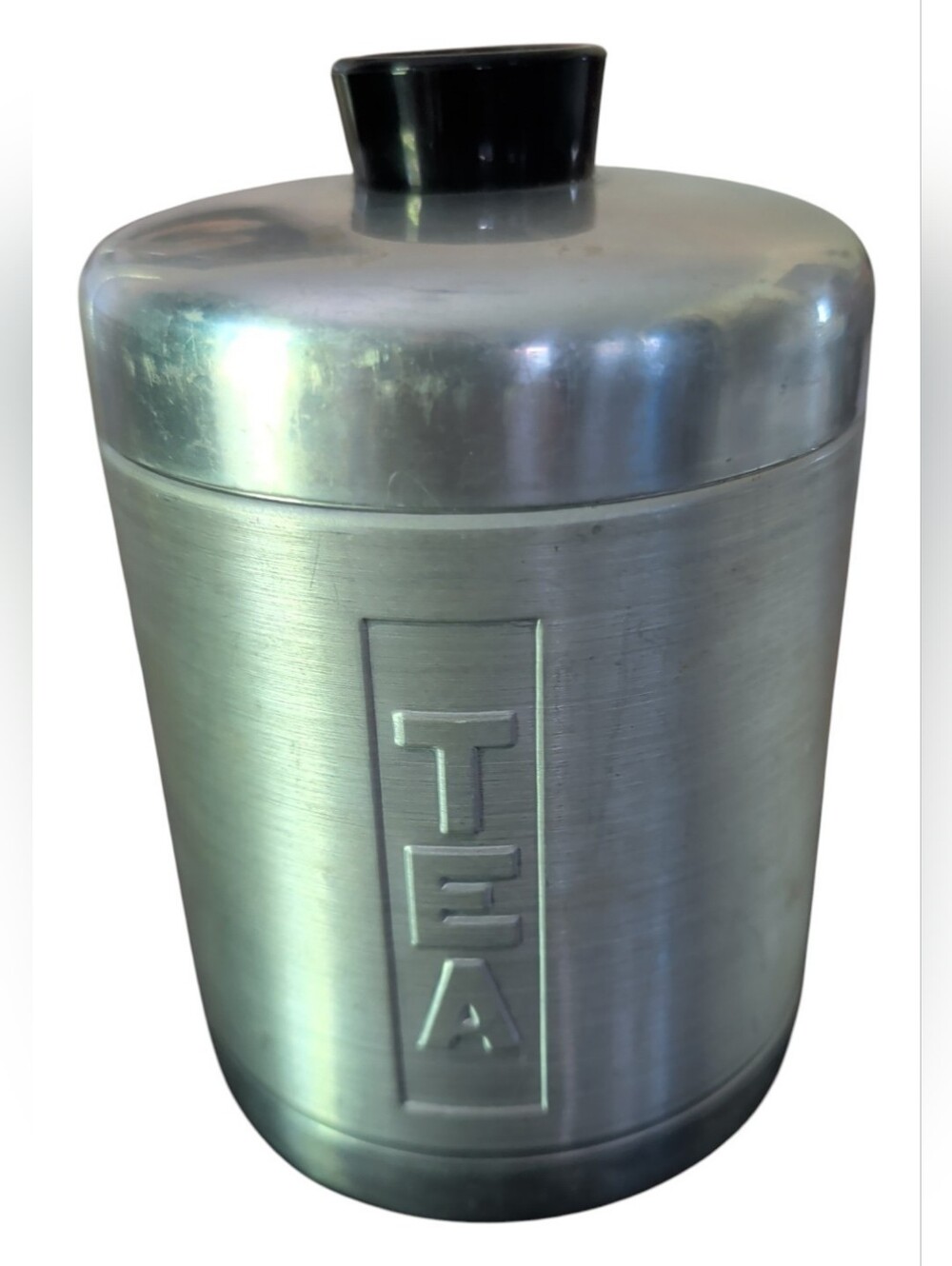 VTG Tea Canister Brushed Aluminum Midcentury